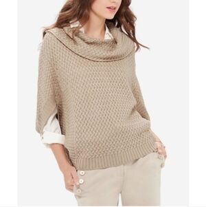 The Limited Sweater Oversized Small Poncho Style Cowl Neck Beige Knit